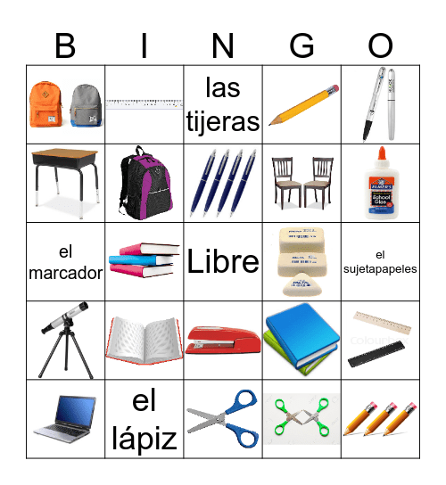 Útiles escolares Bingo Card