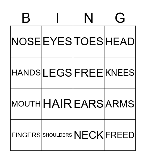 BODY PARTS Bingo Card