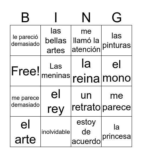 Español 3H  Bingo Card