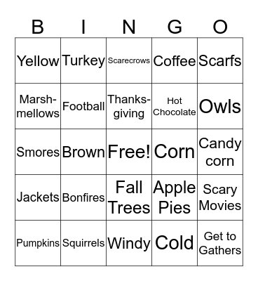Fall Bingo Card