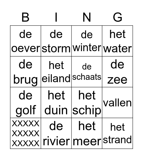 water Bingo Card
