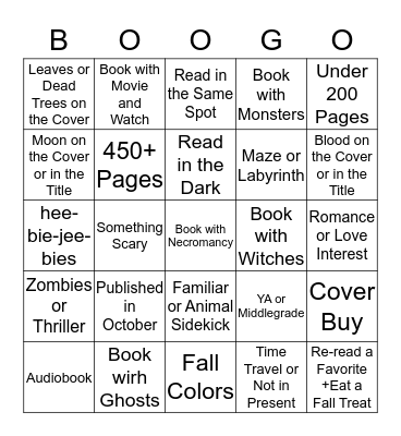 October 2019 Bingo Card