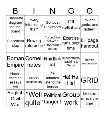 TDR B I N G O Bingo Card