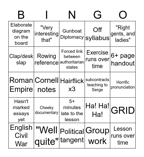 TDR B I N G O Bingo Card