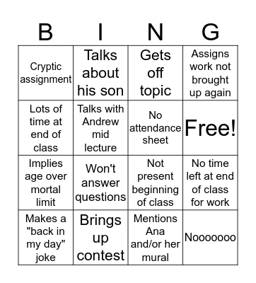 Walker Bingo Card