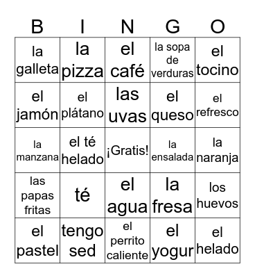 La Comida Bingo Card