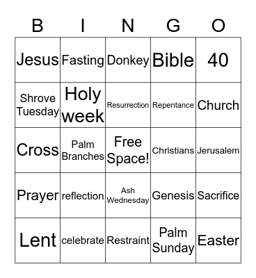 Lent Bingo Card