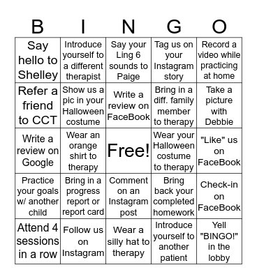 CHESNEY CENTER BINGO Card