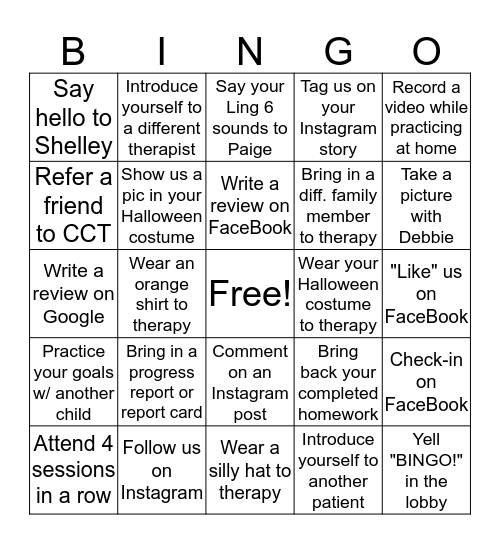 CHESNEY CENTER BINGO Card