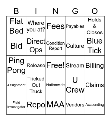 United Is Our Name-O Bingo Card