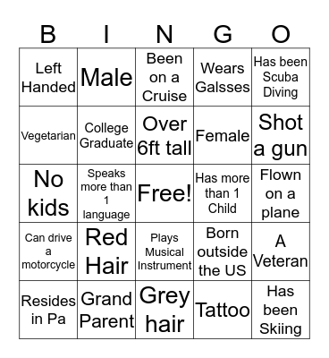 Ice Breaker BINGO Card