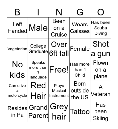 Ice Breaker BINGO Card