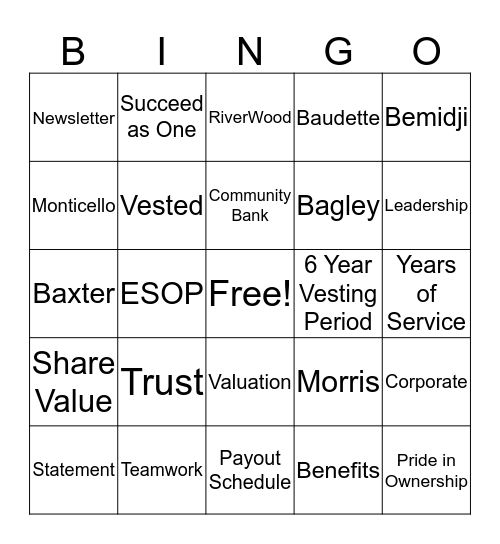 ESOP Bingo Card