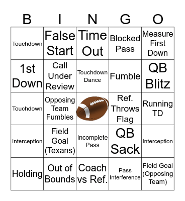 Veranda Football Bingo Card