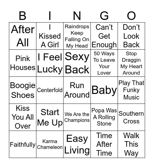 Music Bingo 3-80 Bingo Card