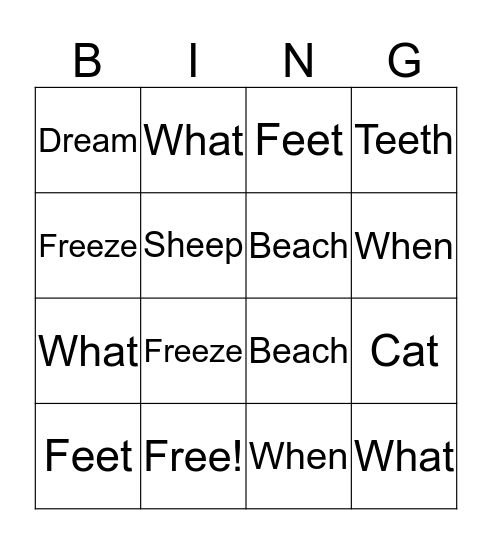 Samuel Bingo Card