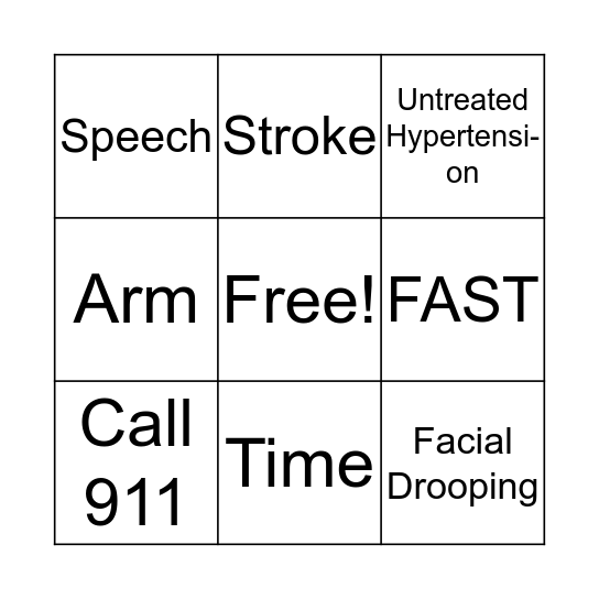 STROKE Bingo Card