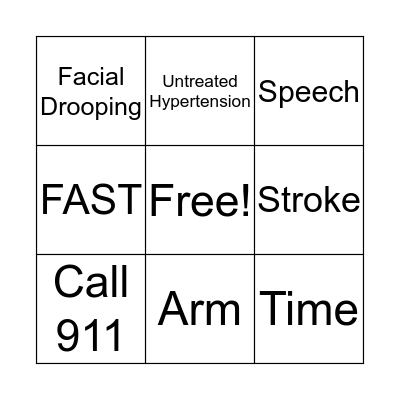STROKE Bingo Card