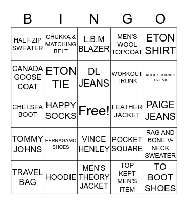 25 TRUNK FRIDAY Bingo Card