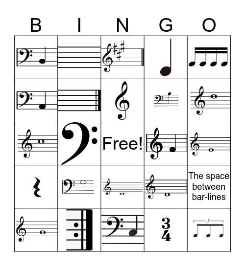 General Music Review  Bingo Card