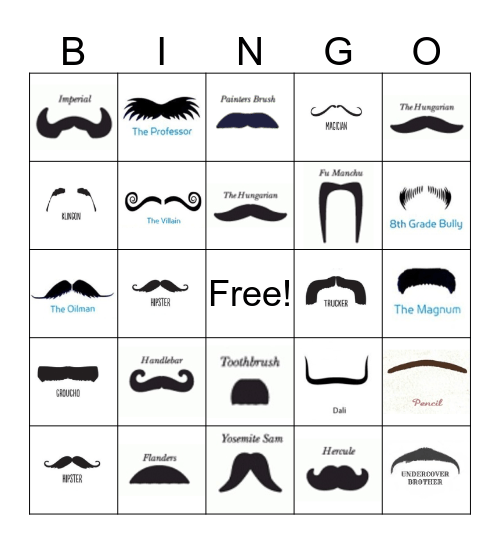 Mustache Bingo Card