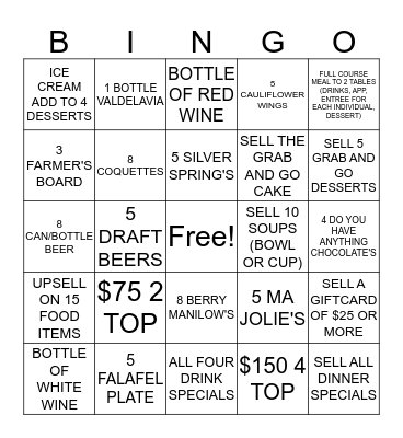WEEKEND SALES BINGO! Bingo Card