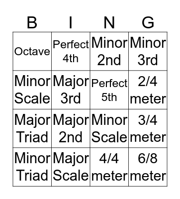 Ear-training Bingo Card