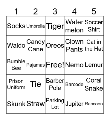 Stripes Galore Bingo Card