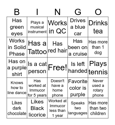 People Bingo Card