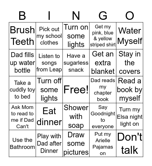 BED BINGO Card