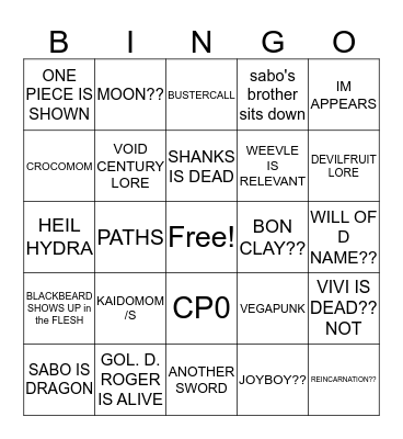 I LEFT IT IN ONE PIECE Bingo Card