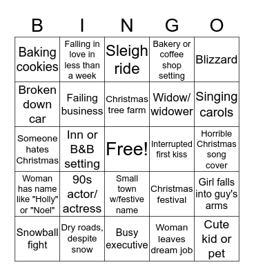 Hallmark Christmas Movie Bingo Card