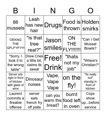 Cafe Degas Bingo Card