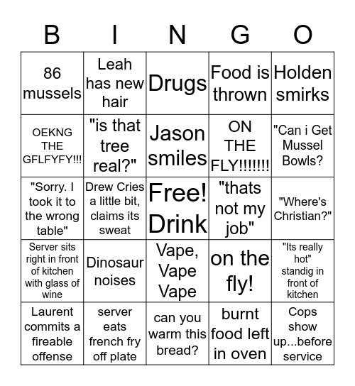 Cafe Degas Bingo Card