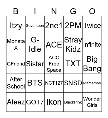 K-Pop Bingo Card