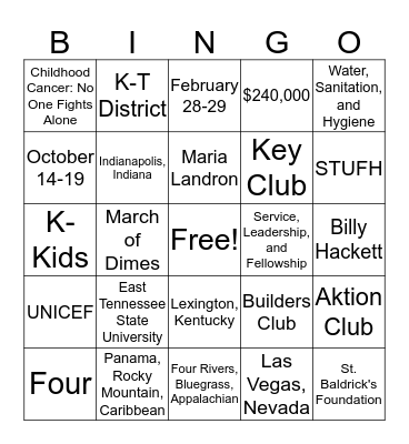 K-T CKI Bingo Card