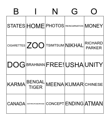 PI 2 Bingo Card