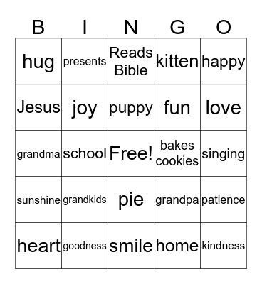 Happy Grandparents' Day! Bingo Card