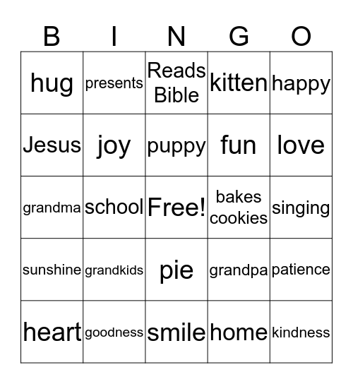 Happy Grandparents' Day! Bingo Card