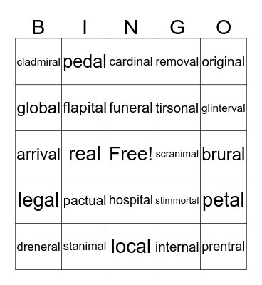 MW List 15 al Bingo Card