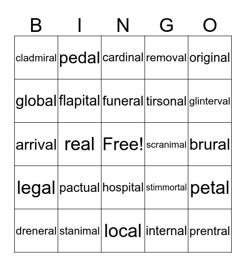 MW List 15 al Bingo Card