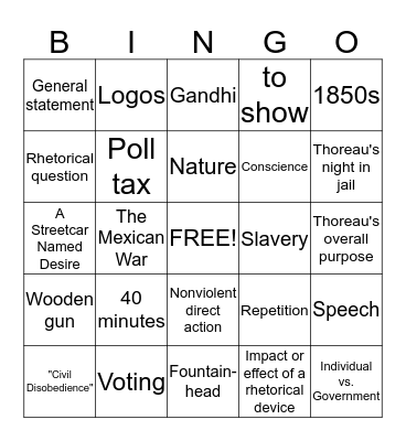 Martin Luther King Jr. Bingo Card