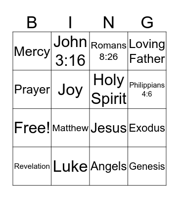 Bible Bingo Card