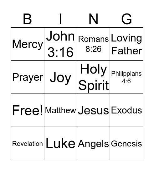 Bible Bingo Card