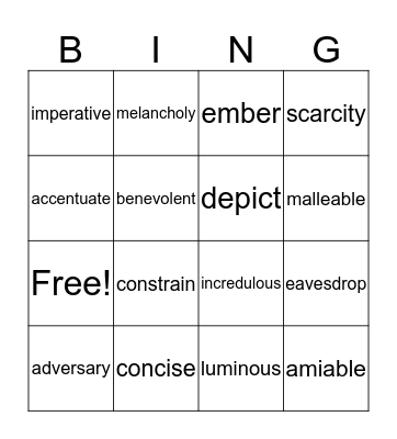 Word of the Day Weeks 1 & 2 Bingo Card