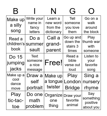 Friday Bingo Card