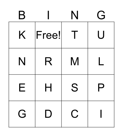 ALPHABET BINGO Card