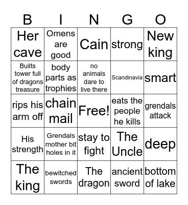 Beowolf  Bingo Card