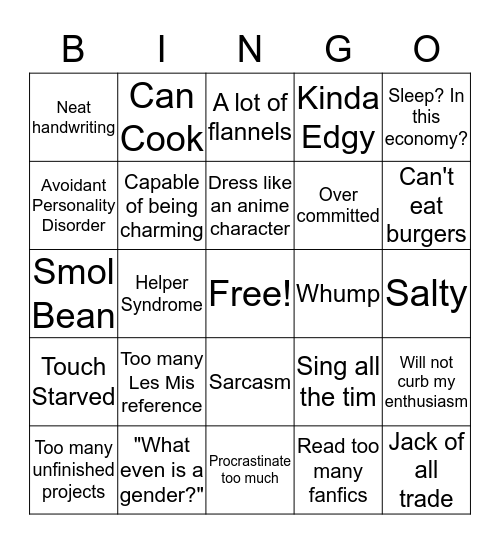 How similar are you to R? Bingo Card