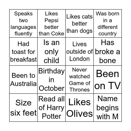 Bingo Card